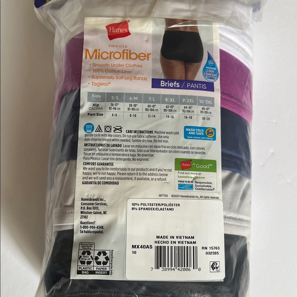 Hanes Women’s  Tagless Briefs - Black, White, Purple, navy blue , grey - Picture 5 of 8